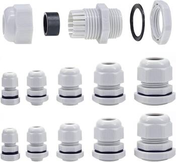 PG9 IP68 Cable Gland - White - 10 pcs