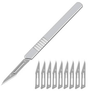 Type-11 Surgical Scalpel Knife - Handle and 10 pcs Blade Set