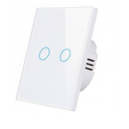 Smart Touch Light Switch Glass Touch Wall Light Switch - 2-Gang, White